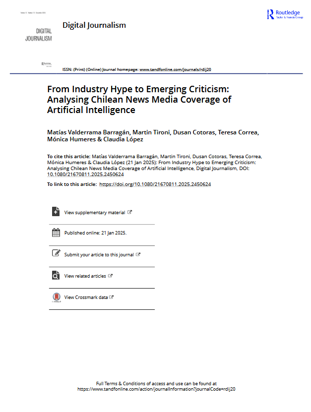 Nueva publicación sobre IA en la prensa chilena / New publication on AI in the Chilean&nbsp;press